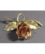 Vintage Pin-Brooch Rose Marked &quot;KREMENTZ&quot; Pink &amp; Yellow Gold Plated 1.75... - $15.77