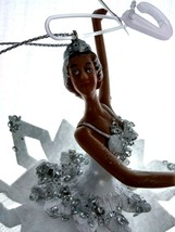 Ballerina Christmas Ornament Hanging Silver Ballet Dancer Figure Figurine White - £8.60 GBP