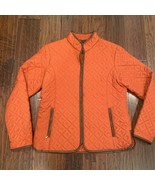 Carole Little Womens Quilted Jacket Orange Full Zipper Pockets Mock Neck... - $40.32 CAD