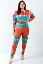 Plus Tie-dye Lace Up Shoulder Details Back Wrap Cut-out Jumpsuit - $35.00