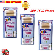 500-1500 Pc Bamboo Wooden Sticks Makeup Double Tip Cotton Swab Buds Appl... - $6.92+