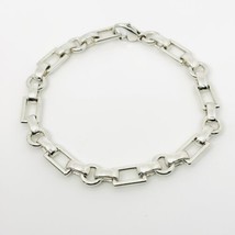 8.5&quot; Large Tiffany Round Rectangular Oval Link Bracelet Mens Unisex in Silver - £449.60 GBP