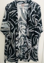 Chicos Semi Sheer Abstract Print Kimono Cardigan Sz 2 Large Cover Up Open Front - £14.05 GBP