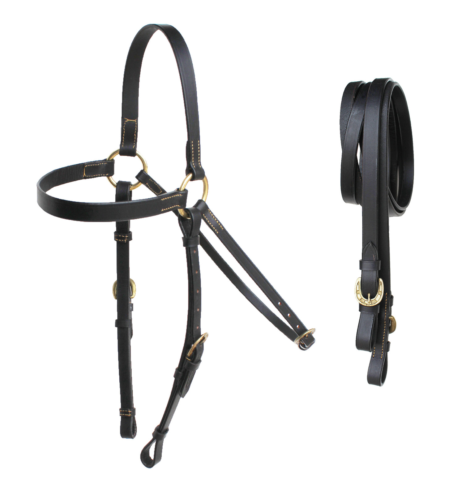 Horse Australian Black Premium Leather Barcoo Bridle w/ Reins 110B210BK-F - $59.39