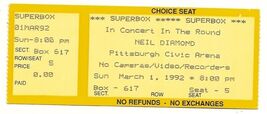 1992 Neil Diamond Concert Ticket STub Pittsburgh Civic Arena 3/1/1992 - $29.65