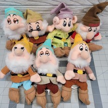 7 Disney Seven Dwarfs Beanie Plush Dolls Snow White Sleepy Grumpy Happy Doc 12” - £27.96 GBP