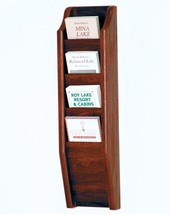 Wooden Mallet 4 Pocket Brochure Ad Wall Rack in Mahogany with Hardware - £29.78 GBP
