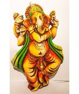 Handmade Terracotta Clay Lord Ganesha with Bansuri Hanging Painting - Fe... - $41.02 CAD