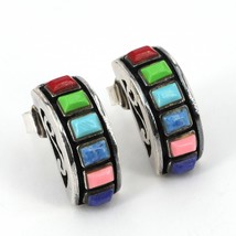 Vintage Silpada Sterling Silver Rainbow of Color Multi-stone Post Earrin... - $29.99