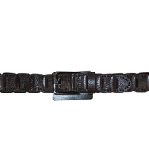 Men Genuine Leather Belt PIERO ROSSI Turkey Crocodile print Hand Stitch 69 Brown image 3