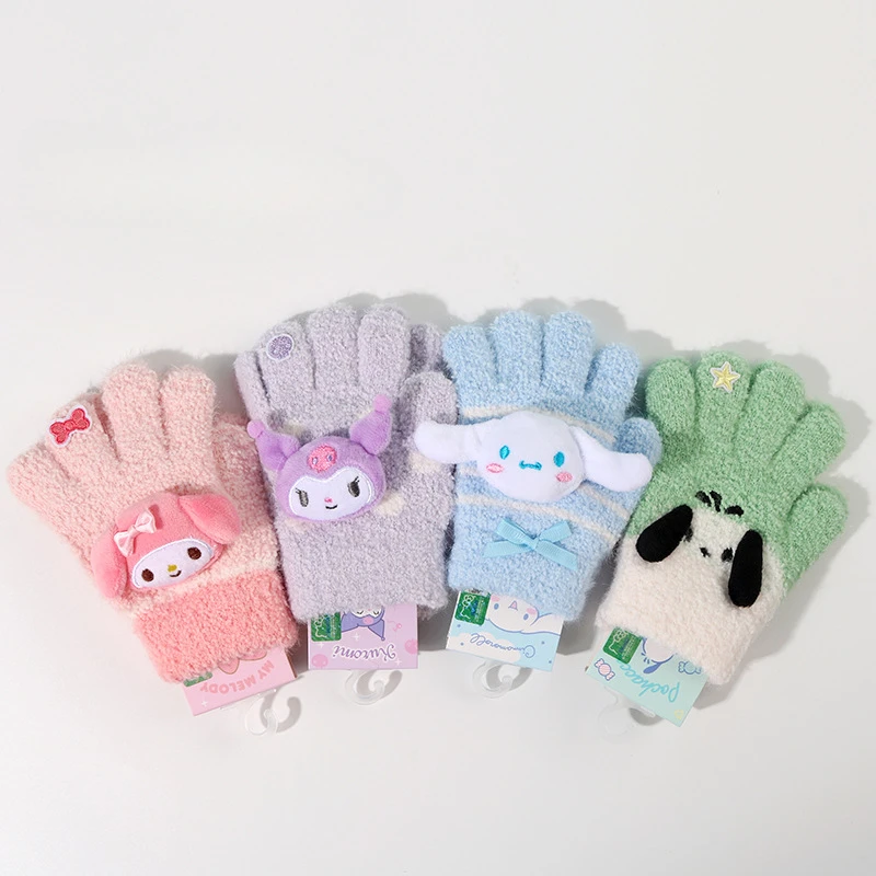 New Kawaii Sanrio Kuromi My Melody Cinnamoroll Gloves Winter Thickened Coral - £12.64 GBP+