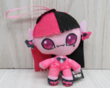 Monster High Plush mini Draculaura doll with hanging ribbon loop pink black - $10.39