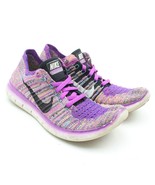 NIKE Free RN Flyknit Womens Sz 6 Purple Lace Up Running Shoes 831070-500 - £27.60 GBP