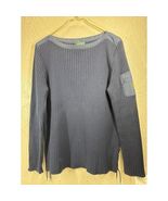 LRL Lauren Ralph Lauren Blue Nautical Boat Neck Ribbed Sweater Anchor Po... - $42.06 CAD