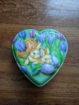 Heart Shaped Storage Container - Bunny And Flower Design - $5.00