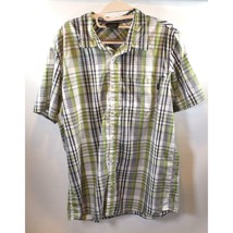 Oakley Button Pocket Shirt Mens Green/Black Plaid Short Sleeve Large - $11.47