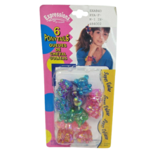 6 Vintage 1997 Expressions Colorful Plastic Ponytails Ponytail Hair Teddy Bears - £21.67 GBP