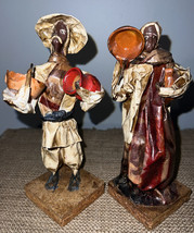 Vintage Mexican Paper Mache Folk Art Figures Man &amp; Woman with Pots Set of 2 - $22.59