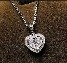 Diamond Heart Crystal Pendant 925 Sterling Silver Chain Necklace Womens ... - $19.99