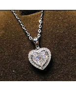 Diamond Heart Crystal Pendant 925 Sterling Silver Chain Necklace Womens ... - £15.72 GBP