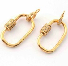Pave Diamond Carabiner Oval Lock 925 Silver Screw Carabiner Lock Finding... - $53.00