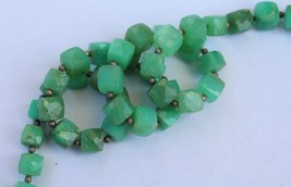 Natural, 9 inch long strand faceted Chrysoprase cube beads, 6.5--9 mm app, chrys - £27.96 GBP