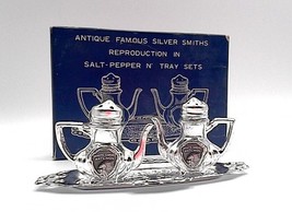 &quot;Antique Famous Silver Smiths&quot; Tray Salt &amp; Pepper Shakers White Sands Nat&#39;l Mon - £9.38 GBP