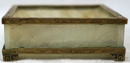 Antique Chinese Export  Translucent Jade and Brass Pin Dish Trinket Holder - £72.28 GBP