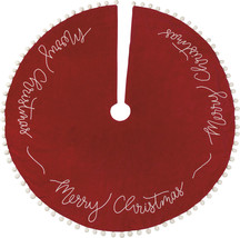 52&quot; Christmas Tree Skirt | Red Velvet Deluxe Merry Christmas - $74.95