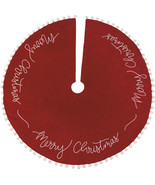 52&quot; Christmas Tree Skirt | Red Velvet Deluxe Merry Christmas - £59.91 GBP