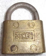 Jewel Brass Padlock No Key Locked Branded Logo Vintage Patina - £3.98 GBP