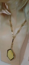 Chico&#39;s Chunky Goldtone Y Chain &amp; Resin Filled Pendant 3&quot; 30&quot; Adjustable Chain - £15.55 GBP