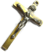 Cross Crucifix Charm Pendant Two-Toned Patina Vintage - £11.67 GBP