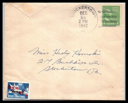 1942 US Cover - Stockertown, Pennsylvania to Stockertown, PA, Xmas Seal P9 - £0.78 GBP