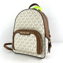 Michael Kors Jaycee Backpack XS Logo Bag Vanilla Coated Canvas Leather Zip B2G - $98.89