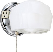 Small Wall Sconce Light Fixture Vintage Glass Chrome Pull Chain Metal Outlet New - £34.18 GBP