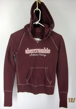 Abercrombie Girls Large Maroon Pullover Hoodie Stitched Graphic Quilted Hood - £11.89 GBP