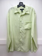 Banana Republic Linen Button Up Shirt Womens Large Neon Yellow Long Slee... - £12.71 GBP