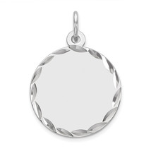 Silver Rhod-plated Eng. Rnd Polish Front/Satin Back Disc Charm QM381/50 - £55.79 GBP