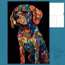 ✨POSTCARD: Stained Glass Dog on Dark Background  - £4.73 GBP