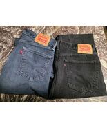 Used Levis 505 Mens Jeans Regular Fit Straight Leg Black 36X30 Blue 34x30 - $39.60
