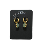 J crew gold light green Mint stone drop Dangle Bezel huggie Hoop earring... - $450.36 MXN