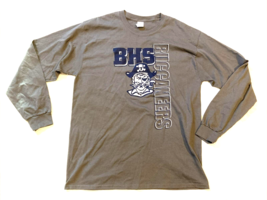 BHS Buccaneers T Shirt Adult Large Gray Pirate School Logo Long Sleeve 4... - $8.79