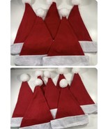 12 Santa Claus Hats Adult Lot Red Plush PomPom Christmas Decoration Fami... - $8.90