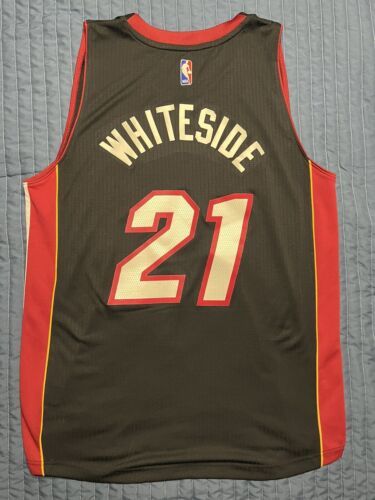 Primary image for Adidas NBA Miami Heat Hassan Whiteside #21 Basketball Jersey Men’s Large Black