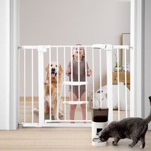 Baby Gate With Cat Door Adjustable, 29-41 Auto Close Safety Dog Gate For Sta - £56.36 GBP