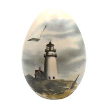 Porcelain Egg Lighthouse Beach Seagulls Nautical Inspired Denise Patchell Olson - £8.88 GBP