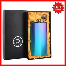 Elegant 12 oz Rainbow Hip Flask with Funnel - Perfect Gift for Whiskey L... - $33.94