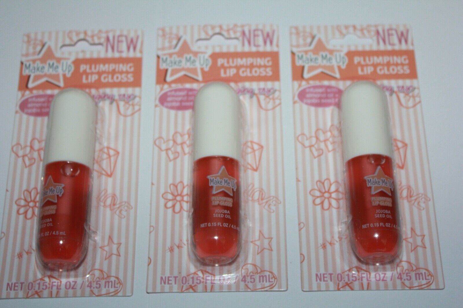Make Me Up Plumping Lip Gloss Raging Rose Jojoba Seed Oil Lot Of 3 In Box