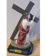 JESUS OF NAZARETH CHRIST CARRYING CROSS RELIGIOUS FIGURINE - £23.72 GBP